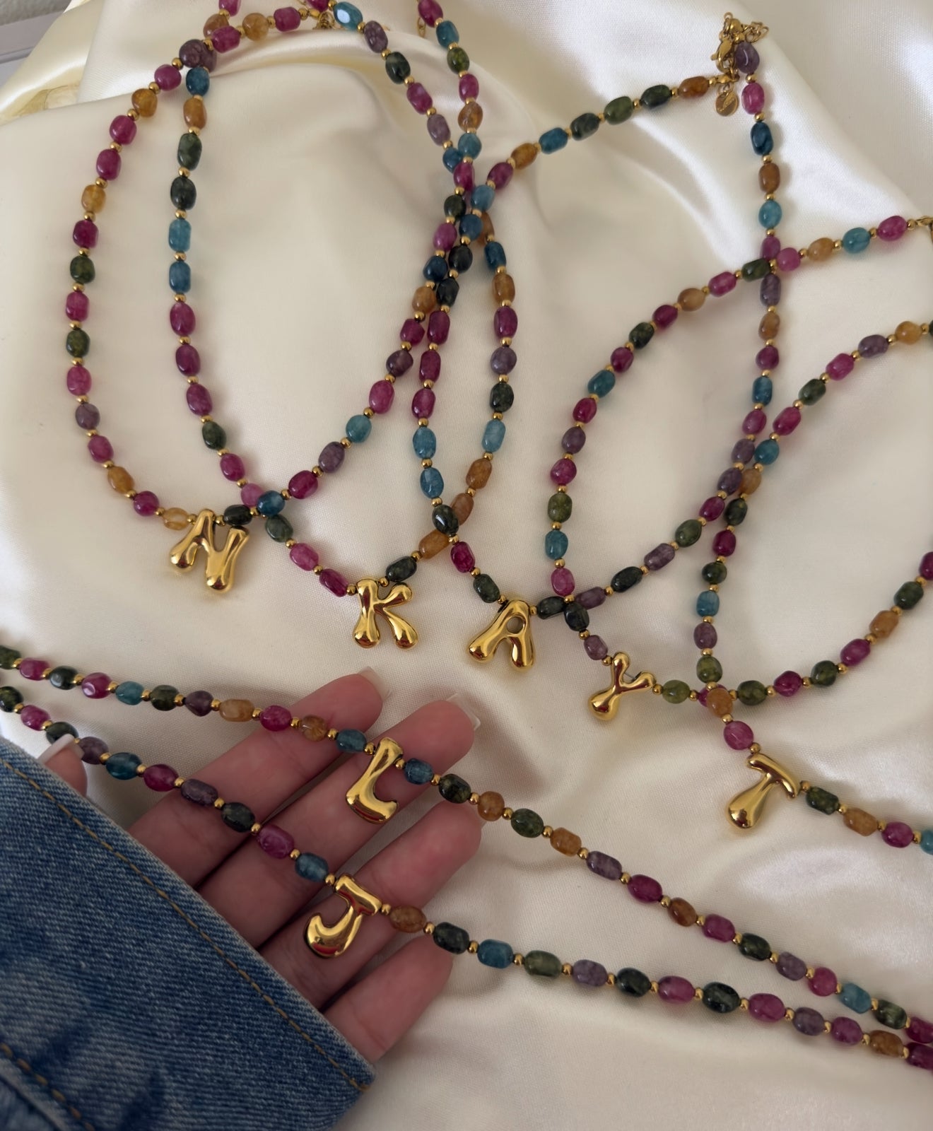 MULTICOLOR INITIAL NECKLACE