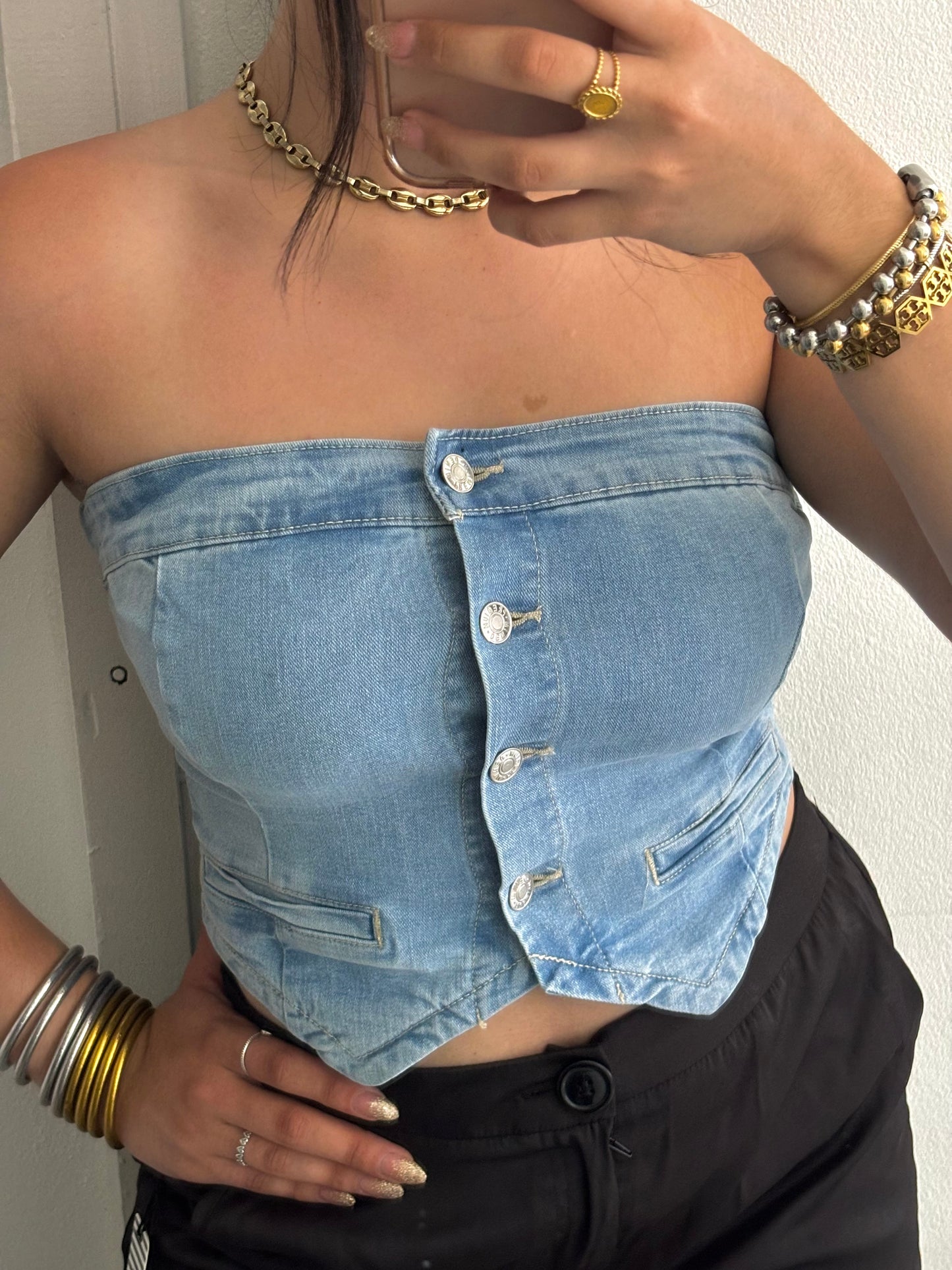 AGHATA LIGHT DENIM TOP